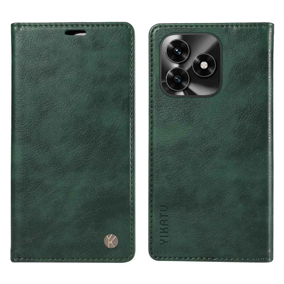 (Green) Yikatu For Honor X5c Plus 4G Wallet Case Yk-006 Magnetic Closure Leather Phone Cover Litchi Texture Green 6914295929219