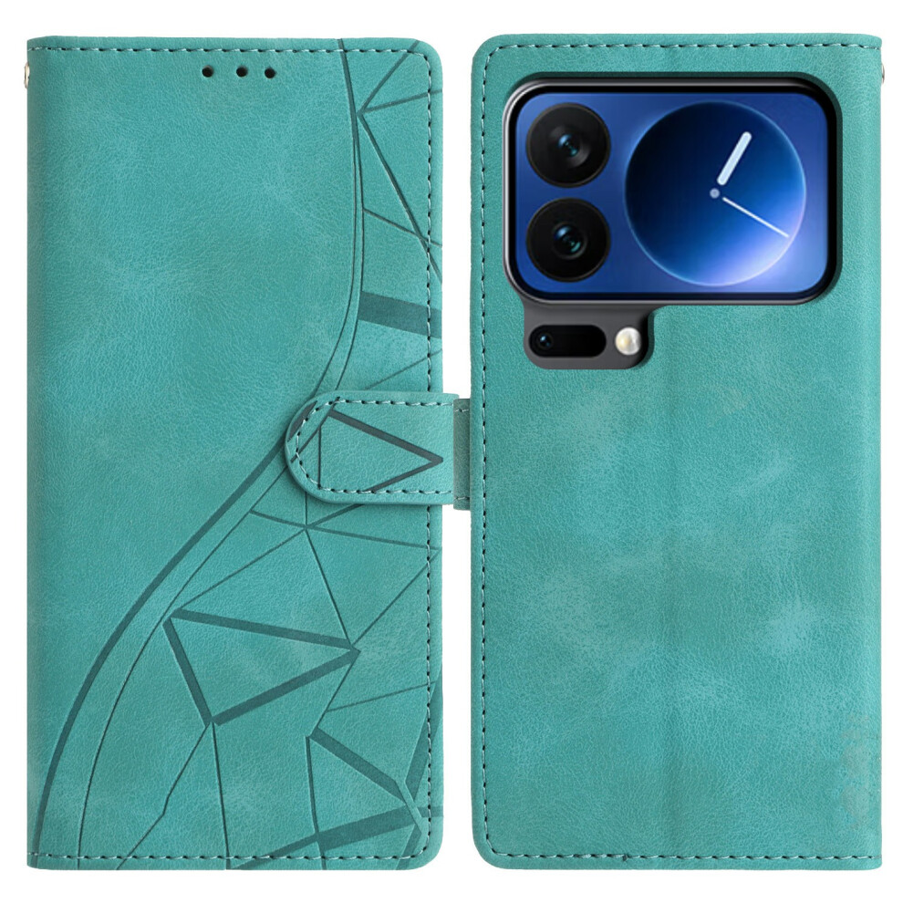 (Green) For Xiaomi 17 Pro Case Wallet Stand Imprinted Triangle Pattern Leather Phone Flip Cover Green 6914298606377