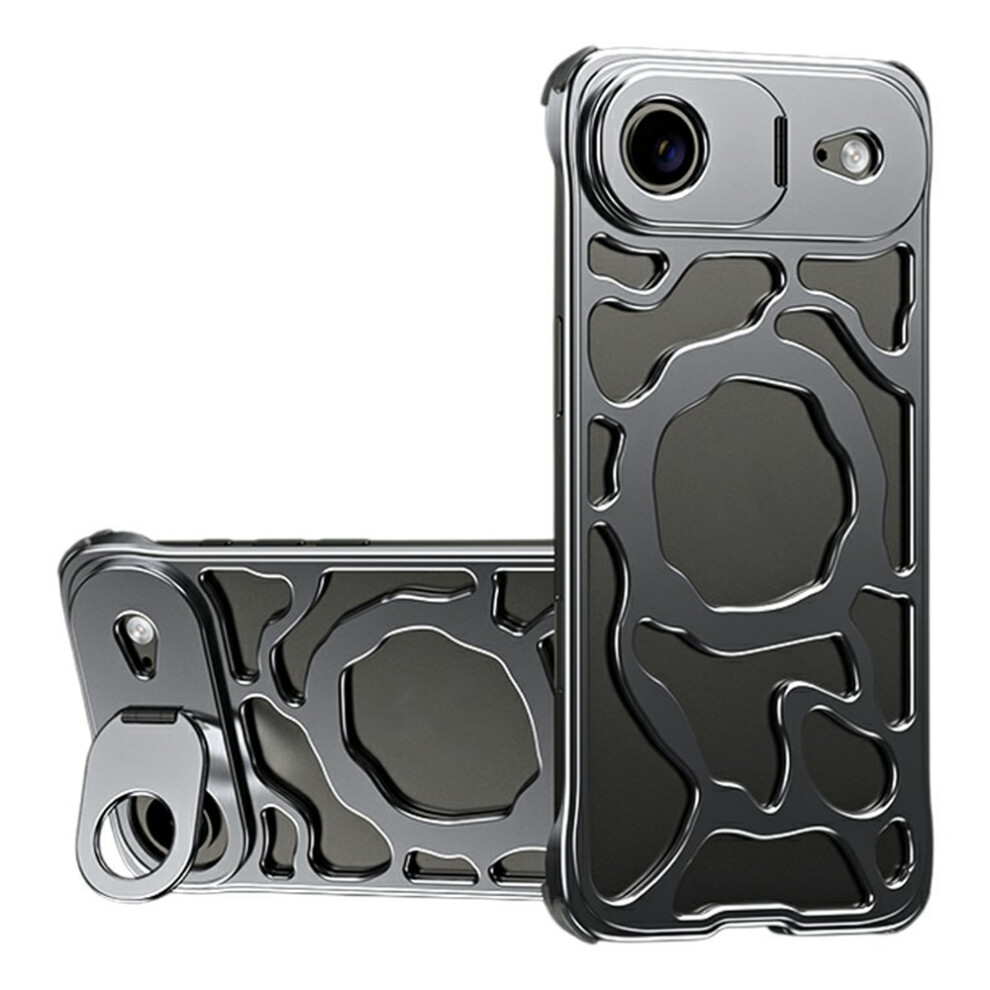 (Grey) Auspicious Cloud Series For Iphone Air Hollow Case Aluminum Alloy Kickstand Magnetic Phone Cover Grey 6914298163337