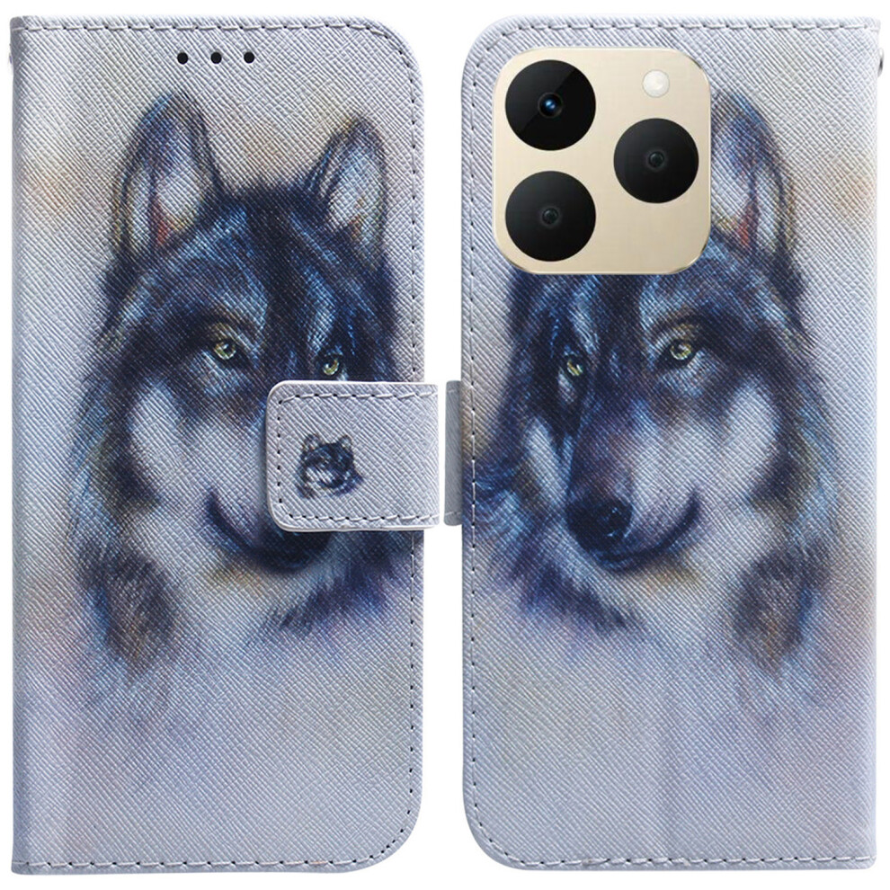 (Wolf) For Realme 15T 5G Wallet Case Pattern Print Leather Phone Cover 6914298302484