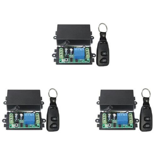 3X  12V 10A 1Ch Wireless Remote Control  System Receiver Transmitter 2 Buttons Waterproof Remote 433Mhz 1