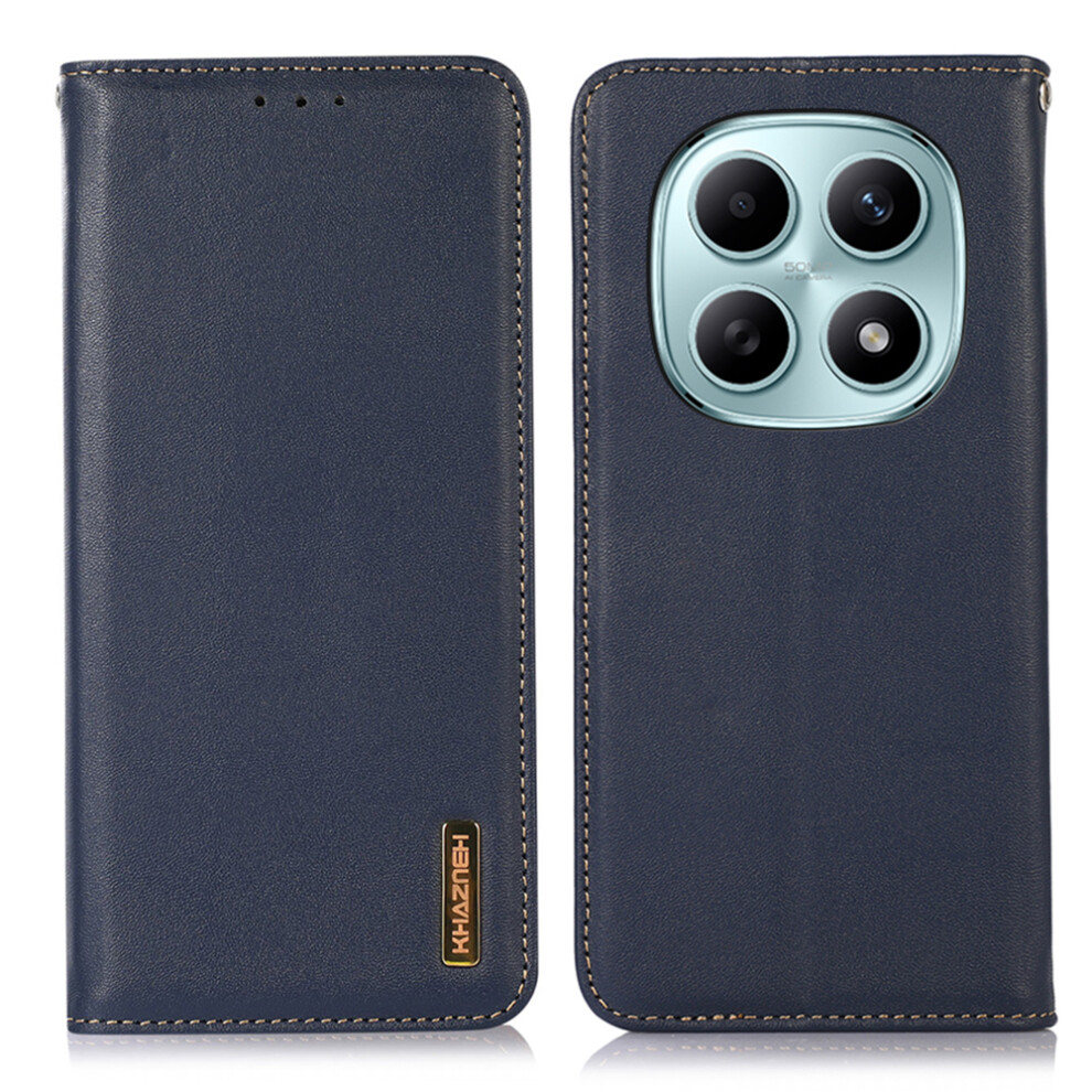 (Blue) Khazneh For Xiaomi Poco M8 5G / Redmi Note 15 5G (Global) Case Wallet Genuine Cow Leather Phone Cover Nappa Texture Blue 6914298904411