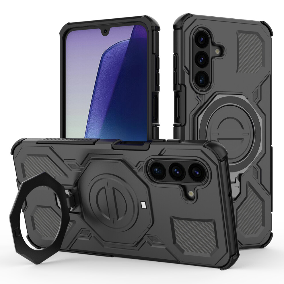 (Black) For Samsung Galaxy A17 5G / 4G Magnetic Case Rotating Metal Kickstand Shockproof Pc + Tpu Phone Back Cover Black 6914296989465