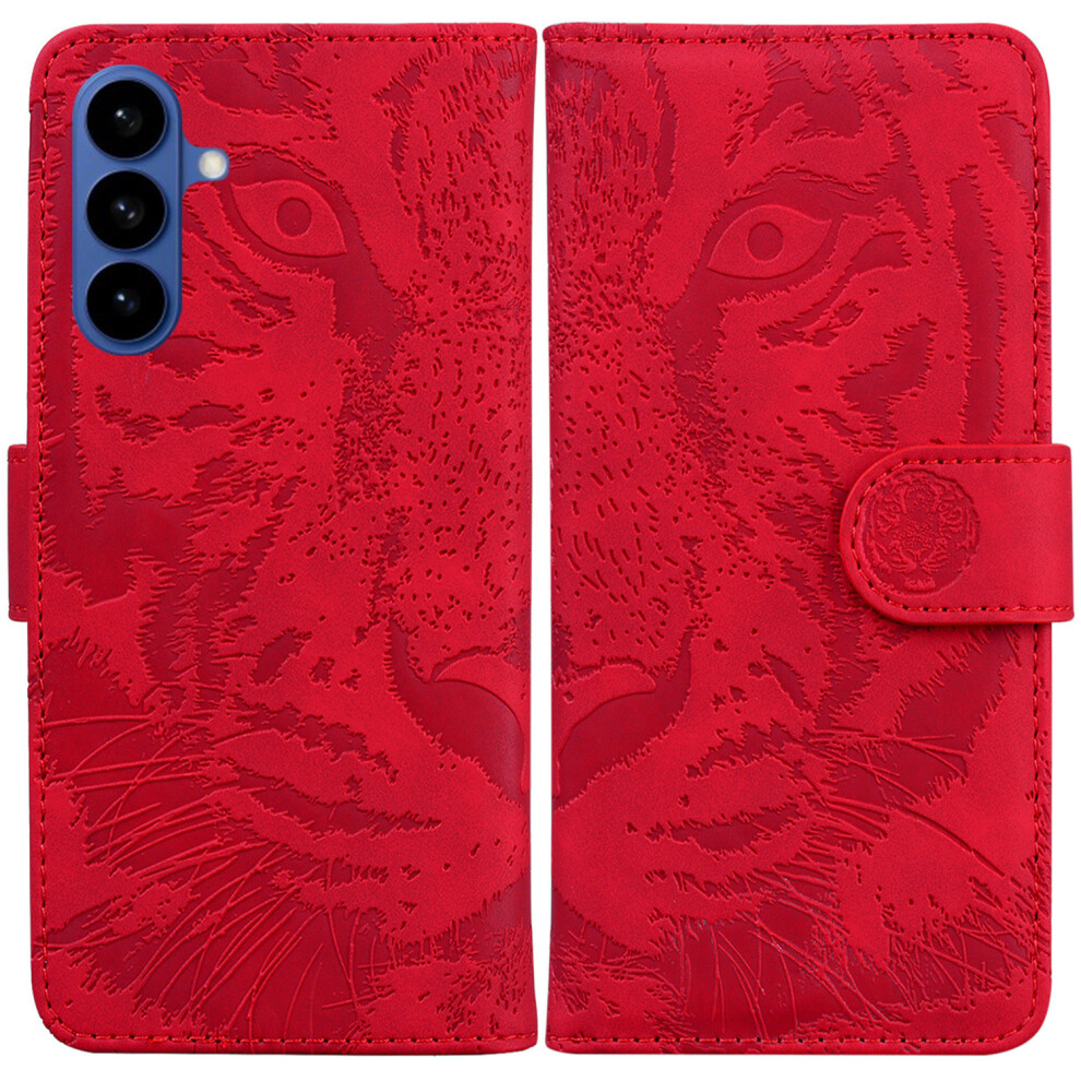 (Red) For Samsung Galaxy S26 Case Tiger Imprint Leather Wallet Phone Cover Red 6914297744766