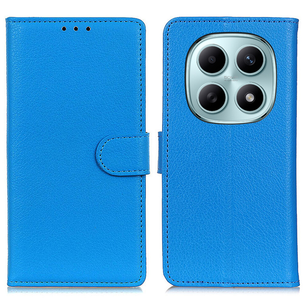 (Blue) For Xiaomi Poco M8 5G / Redmi Note 15 5G (Global) Wallet Case Pu Leather Phone Cover Litchi Texture Blue 6914295266307