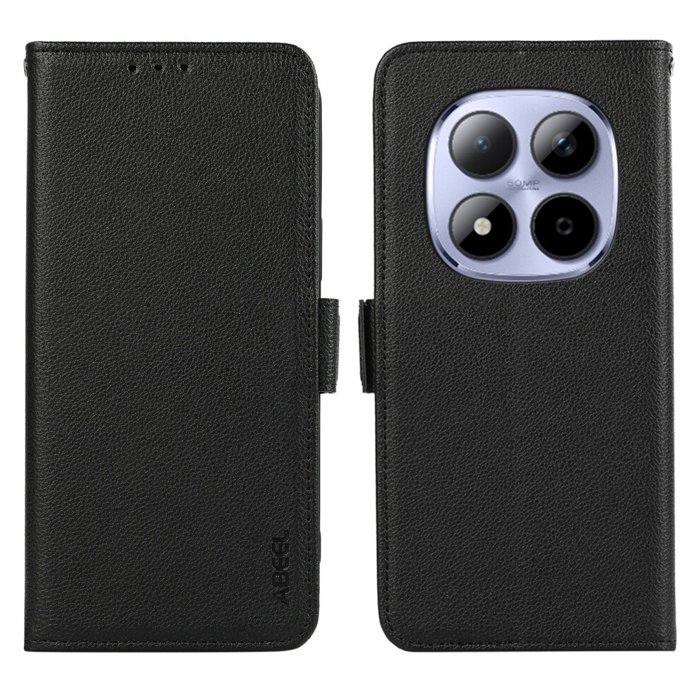 (Black) Abeel For Xiaomi Redmi Note 15 Pro 5G (Global) Case Litchi Texture Leather Rfid Blocking Phone Cover Black 6914293810564