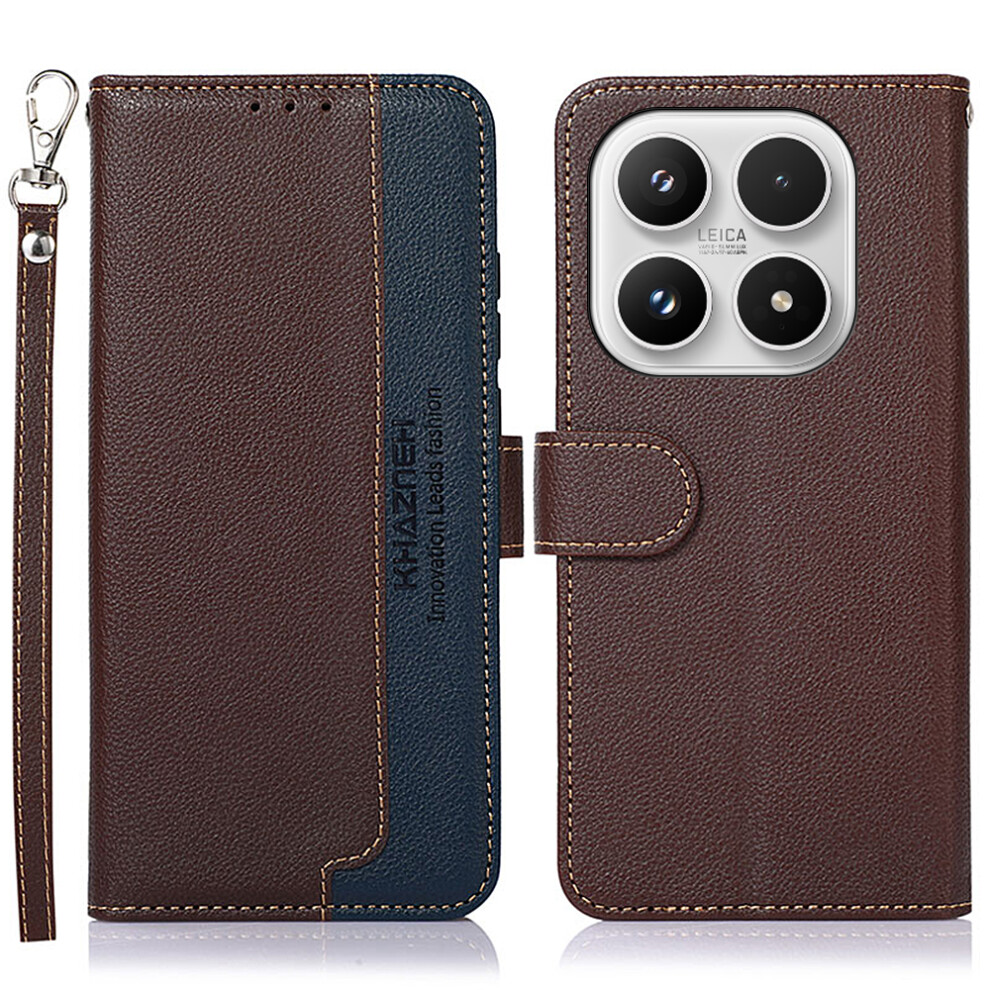 (Brown) Khazneh For Xiaomi 17 Case Rfid Blocking Wallet Litchi Texture Pu Leather Phone Cover With Strap Brown 6914298702994
