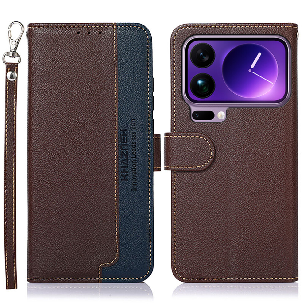 (Brown) Khazneh For Xiaomi 17 Pro Case Rfid Blocking Wallet Litchi Texture Pu Leather Phone Cover With Strap Brown 6914291262976
