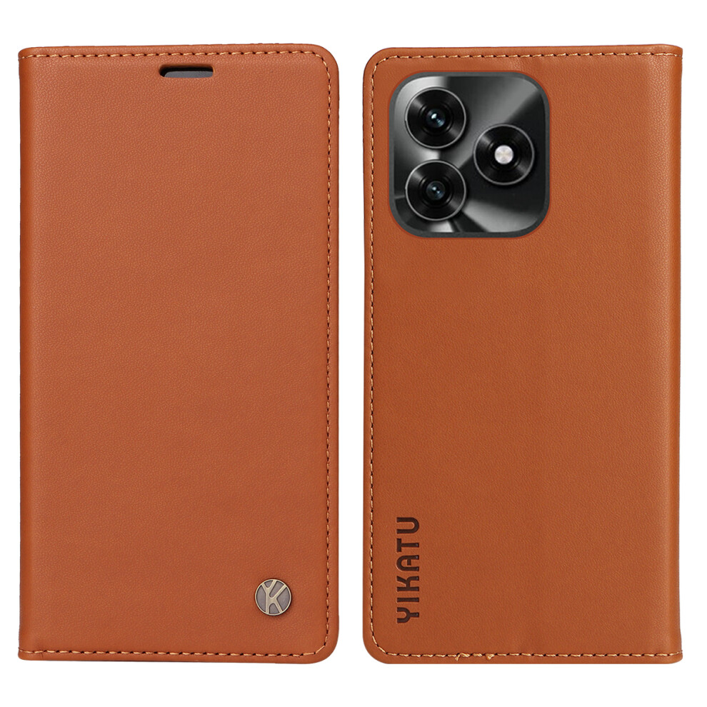 (Brown) Yikatu For Honor X5c Plus 4G Phone Cases Magnetic Closure Pu Leather Mobile Cover Brown 6914296522662
