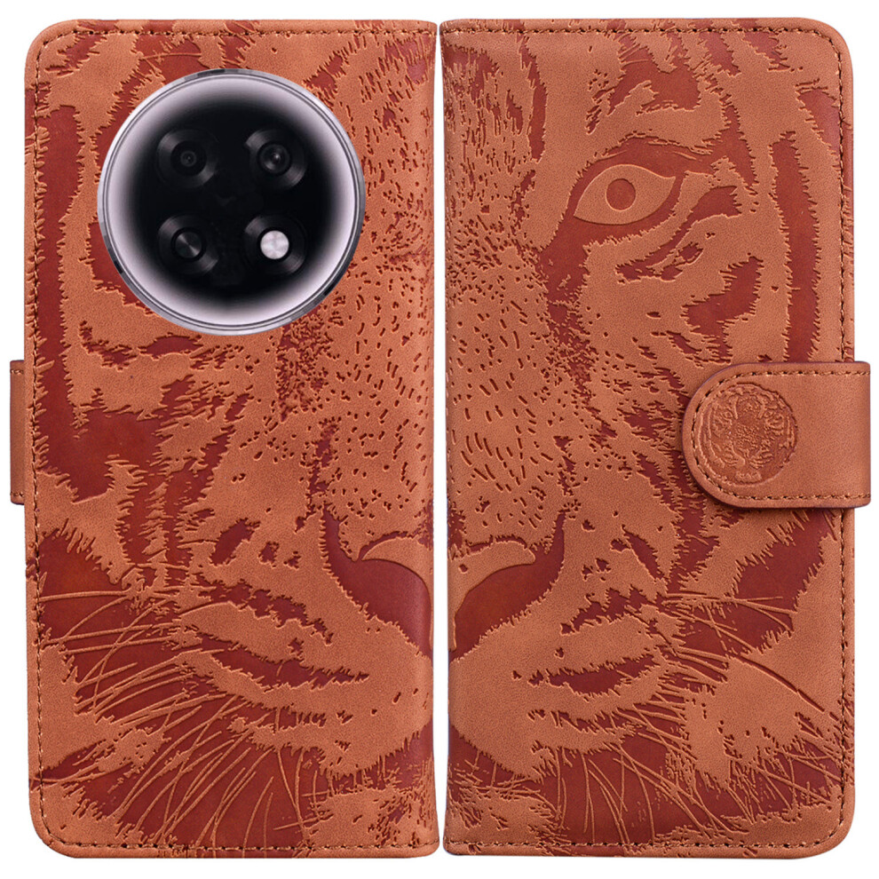 (Brown) For Oppo F31 Pro+ 5G / A6 Gt 5G Case Tiger Imprint Leather Wallet Phone Cover Brown 6914293140906