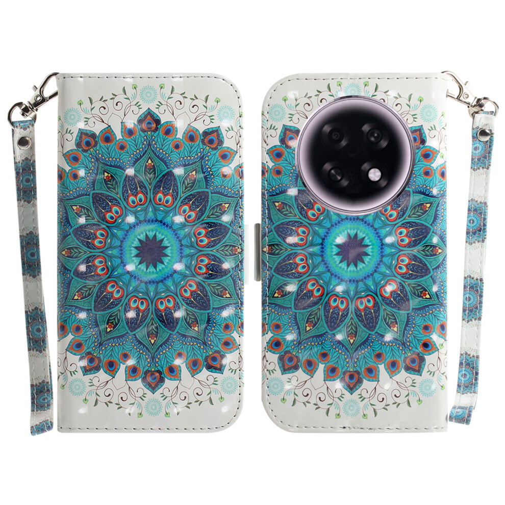 (Peacock Wreath) For Oppo F31 Pro+ 5G / A6 Gt 5G Case Pattern Printing Leather Wallet Phone Cover With Wrist Strap 6914291309893