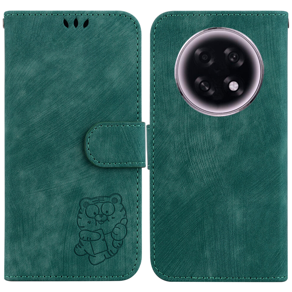 (Green) For Oppo F31 Pro+ 5G / A6 Gt 5G Wallet Case Tiger Imprint Leather Shockproof Phone Cover With Wrist Strap Green 6914294473652