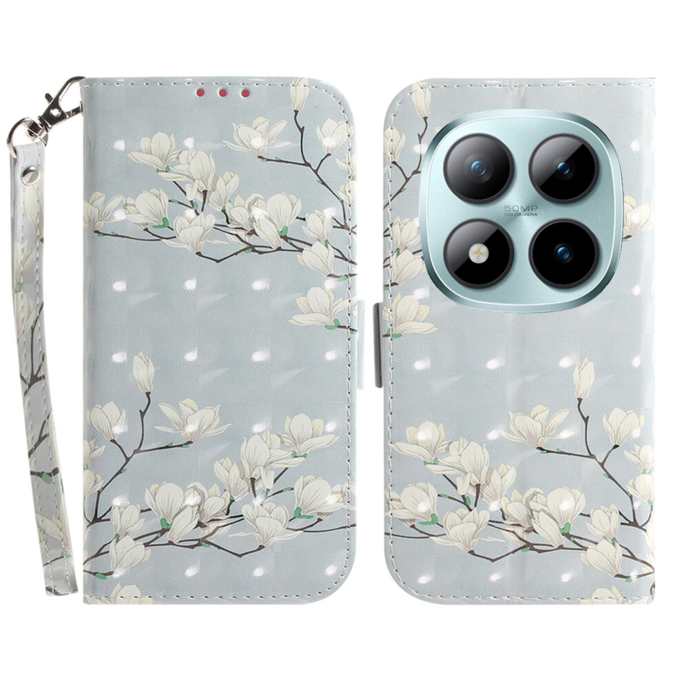 (Magnolia) For Xiaomi Redmi Note 15 Pro 5G (Global) Case Pattern Printing Leather Wallet Phone Cover With Wrist Strap 6914290451944