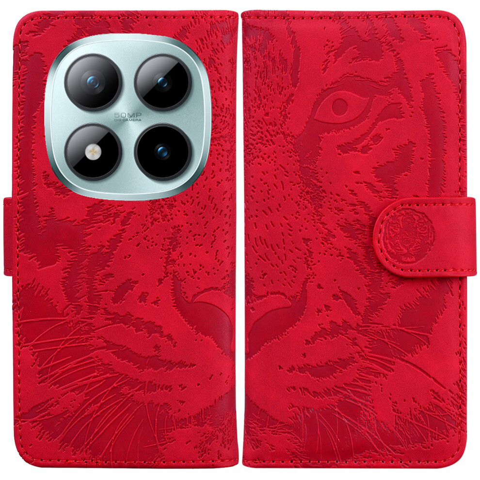 (Red) For Xiaomi Poco M8 Pro 5G / Mi Note 15 Pro+ 5G (Global) Case Tiger Imprint Leather Wallet Phone Cover Red 6914292337864
