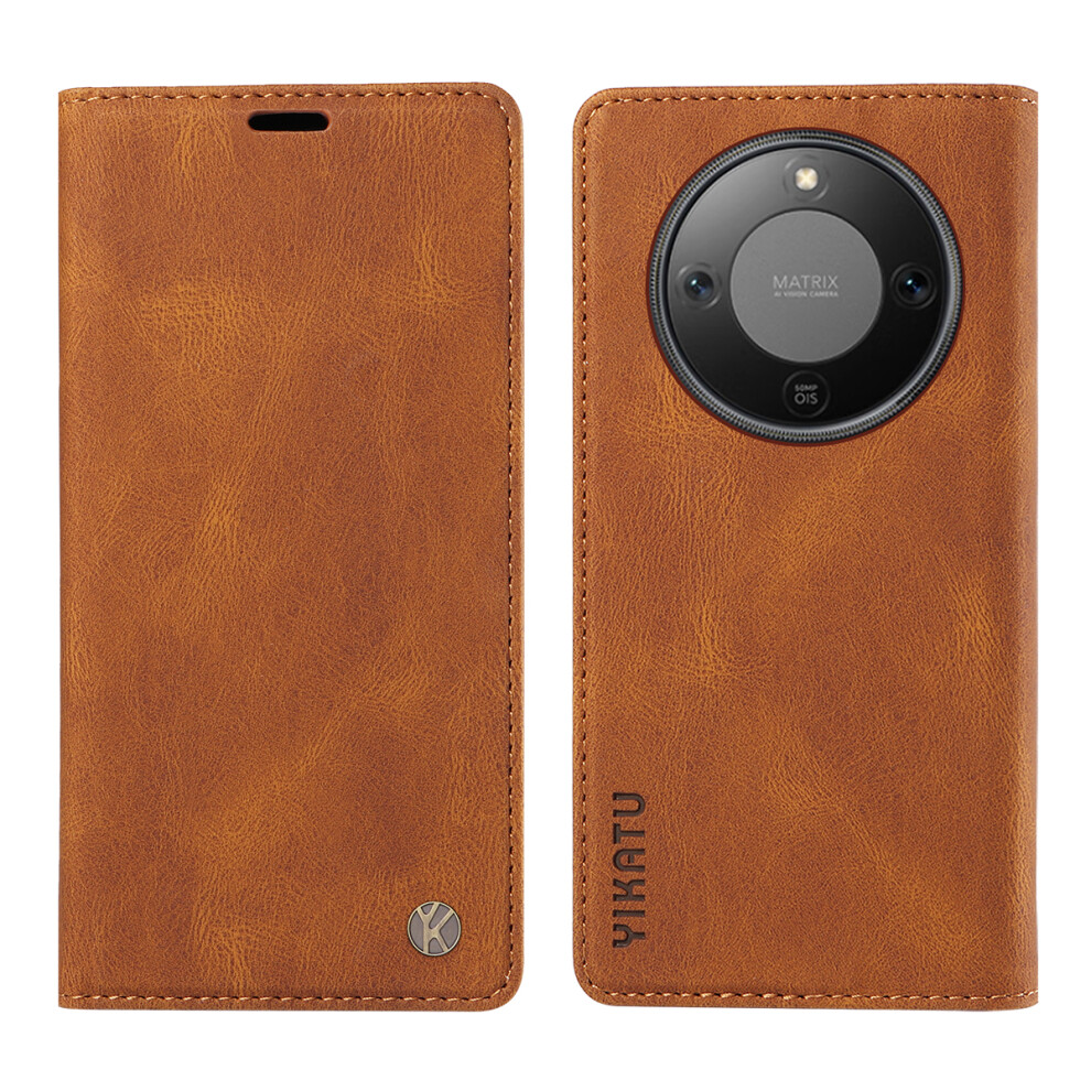 (Brown) Yikatu For Honor Magic8 Lite 5G / X9d 5G / X70 5G Leather Cover Yk-004 Skin-Touch Wallet Phone Cases Brown 6914296062298