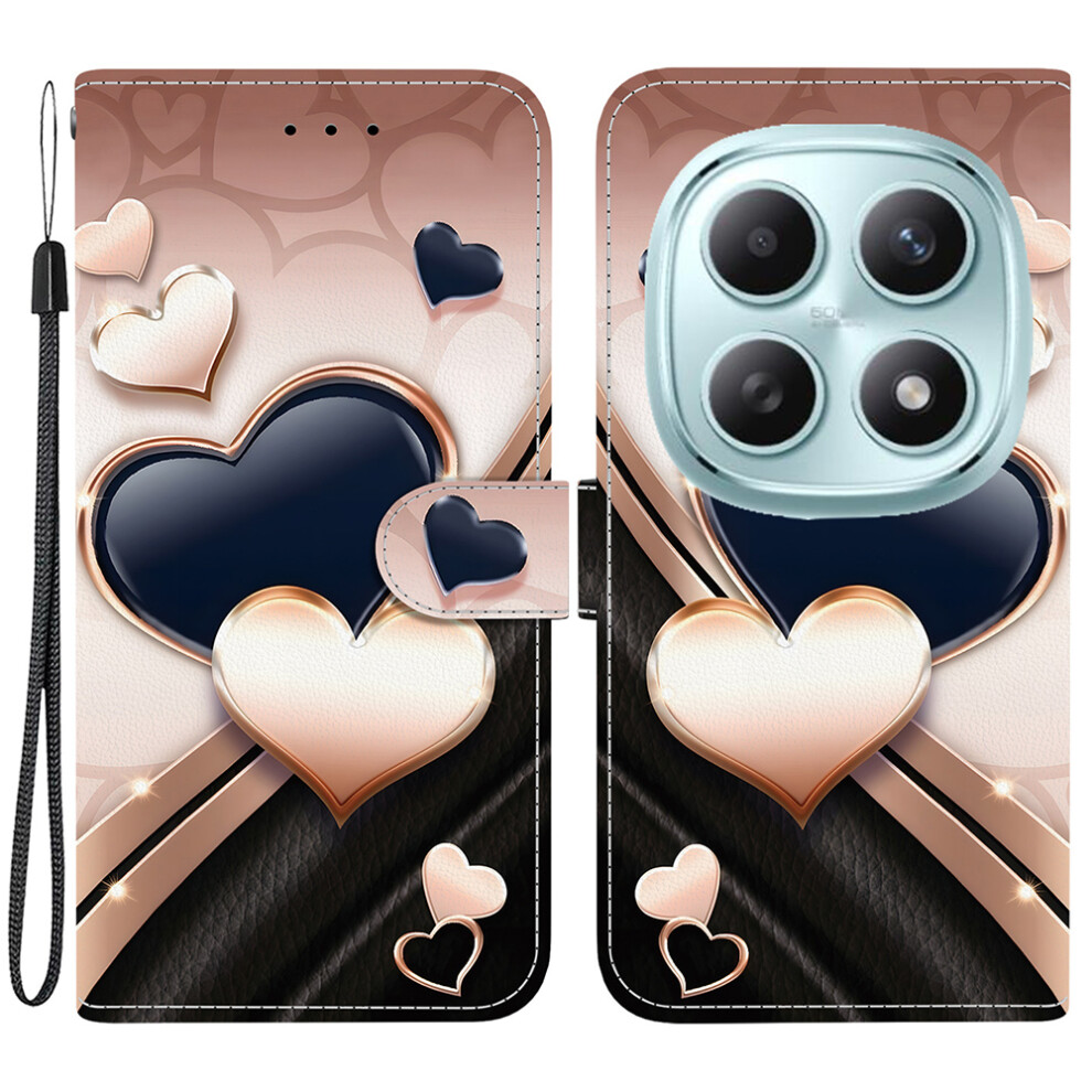 (Love) For Xiaomi Poco M8 5G / Redmi Note 15 5G (Global) Leather Case Stand Wallet Pattern Printing Phone Cover With Wrist Stra 6914292548345