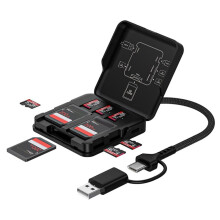 2-in-1-Multifunktions-Speicherkartenetui mit Kartenleser und USB-/Typ-C-Kabel (USB 3.0 HighSpeed für -/TF-Karten)