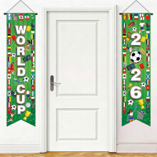Football Cup Decorations 2026 Door Banner, World Football Cup Couplet Curtain Hanging Banner for Sports Events Home Wall
