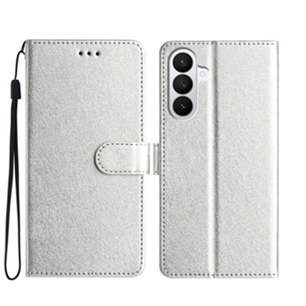 (Silver) For Samsung Galaxy S26 Wallet Case Leather Folio Phone Cover Magnetic Clasp Silver 6914298480977