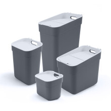 Curver Ready to Collect Recycling Lift Top Bin Bundle, 1 x 5L 1 x 10L 1 x 20L 1 x 30L, Dark Grey