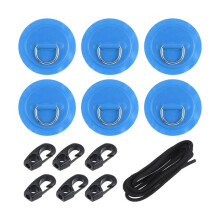 Lot de 6 Anneaux en D en PVC avec Cordon Élastique et Crochets pour L'Arrimage de Bateaux Pneumatiques, , Canoës, Radeaux et Planches de Surf