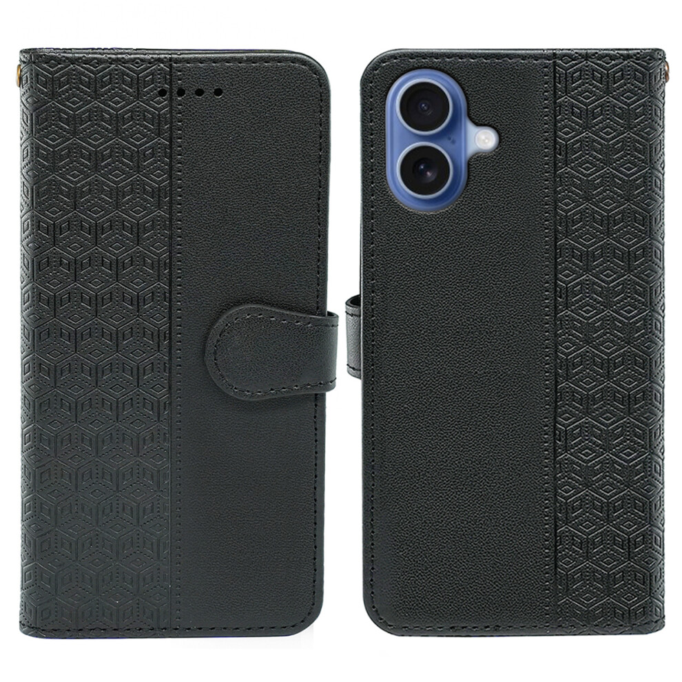 (Black) For Iphone 17 Wallet Phone Case Pattern Imprint Leather Flip Cover Black 6914296589405