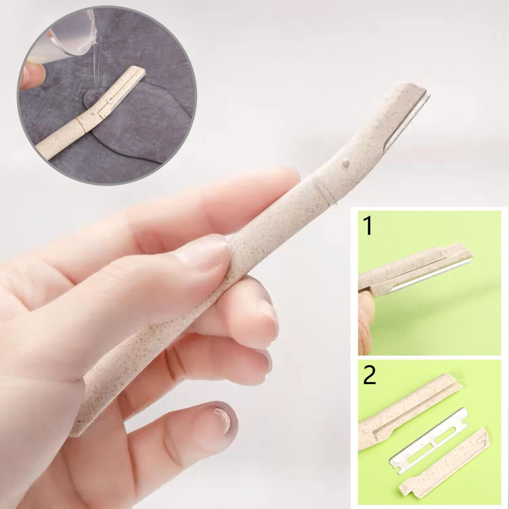Lanjue 6Pcs Dermaplaning Blades For Face, Wheatstraw Eyebrow Razor Face Peach Fuzz Remover Face Razors For Women
