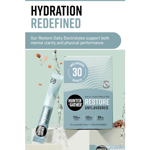 Hunter & Gather Restore Electrolytes Sachets x 30 I No Added Sugar or 1