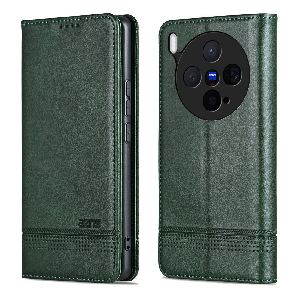 (Green) Azns For Vivo X300 5G Case Cowhide Texture Pu Leather Wallet Phone Cover Green 6914297927626