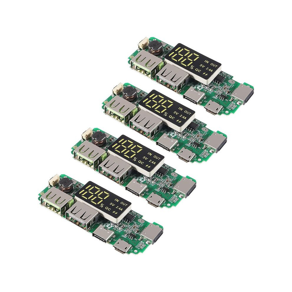 4Pcs 18650 Charging Board Dual Usb 5V 2.4A Mobile Power Bank Module 18650 Lithium Battery Charger Board 4711462177778