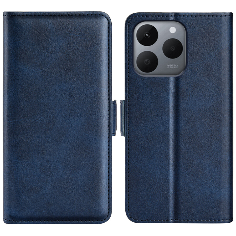 (Blue) For Realme 15T 5G Case Calf Texture Leather Wallet Phone Cover Blue 6914297851020