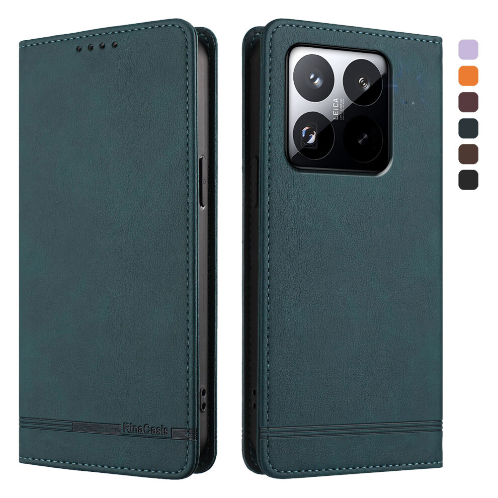 (Dark ) For Xiaomi 15T Case Rinacasis Rc23 Rfid Blocking Wallet Stand Pu Leather Phone Cover Green 6914293041142