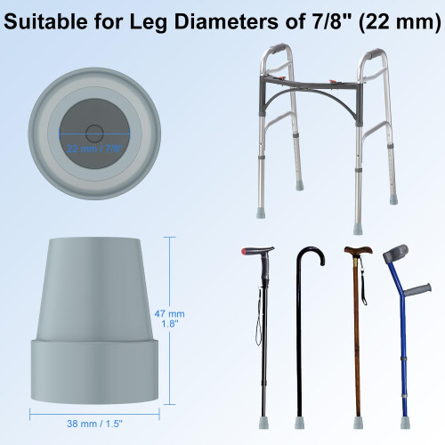 supregear Rubber Ferrules (4-Pack), 22mm Replacement Rubber End Caps for Walking Cane & Sticks Foot Pad Accessory 1