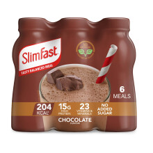 SlimFast • Chocolate Meal Replacement Shake • 204 Cals • 15g Protein • 23 Vitamins + Minerals • No Added Sugar • Ready to Drink • 4.9g o
