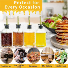 Syrup Dispenser Bottles Set,Glass Coffee Syrup Bottle,Coffee Bar Accessories with Metal Pour Spout Ideal and Labels