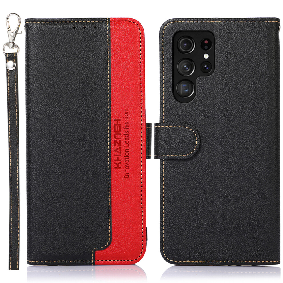 (Black) Khazneh For Samsung Galaxy S26 Ultra Case Rfid Blocking Wallet Litchi Texture Pu Leather Phone Cover With Strap Black 6914296542851