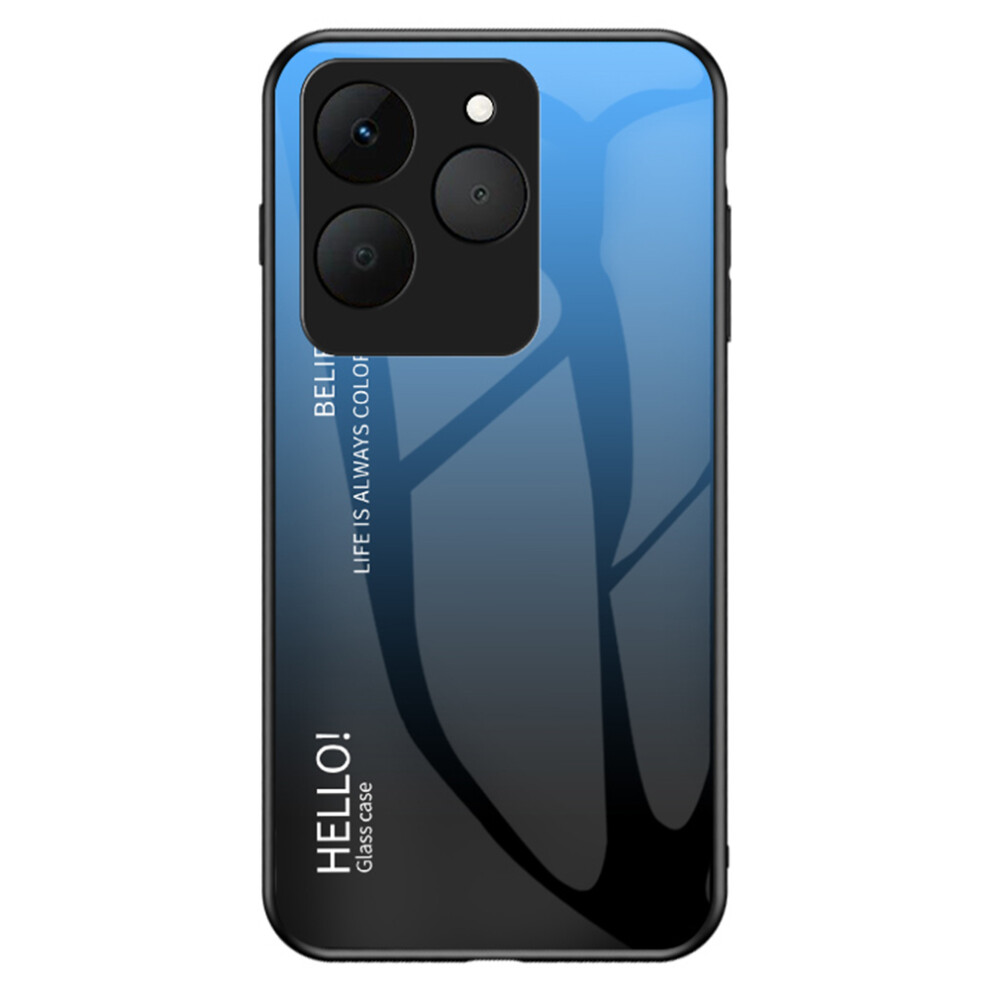 (Gradient Blue Black) For Realme 15T 5G Case Anti-Scratch Tempered Glass + Pc + Tpu Phone Cover Blue,Black 6914297922140
