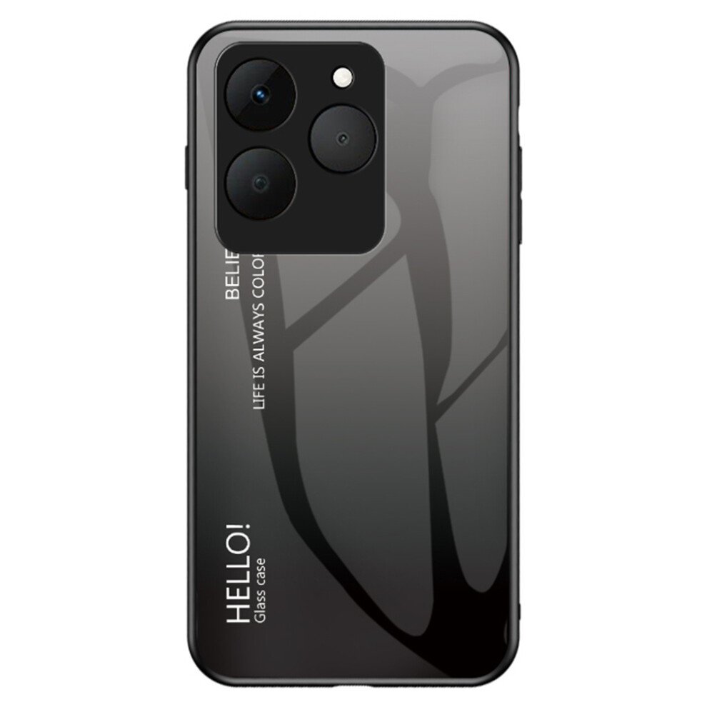 (Gradient Black Grey) For Realme 15T 5G Case Anti-Scratch Tempered Glass + Pc + Tpu Phone Cover Black,Grey 6914294405950