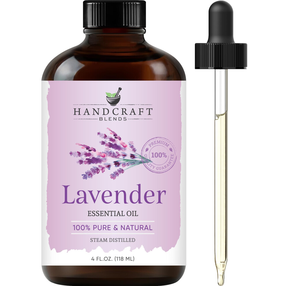 Handcraft Blends Lavender Essential Oil - Huge 118 Ml - 100% Pure And Natural - Premium Grade With Glass Dropper