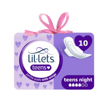 Lil-Lets Teens Night Pads X 10, Petite Towels For Girls & Teenagers, With Wings,