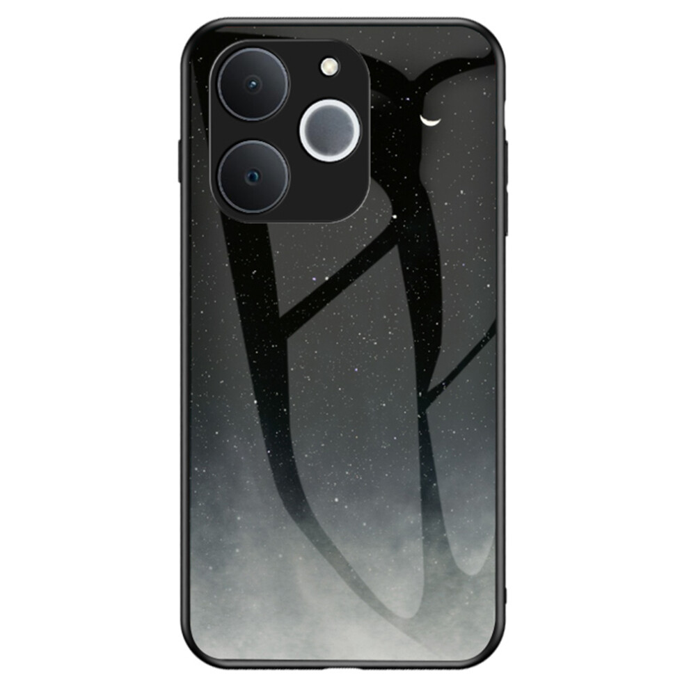 (Starry Crescent Moon) For Realme C71 4G / Note 70 4G Case Starry Sky Pattern Tempered Glass Phone Cover 6914292629945
