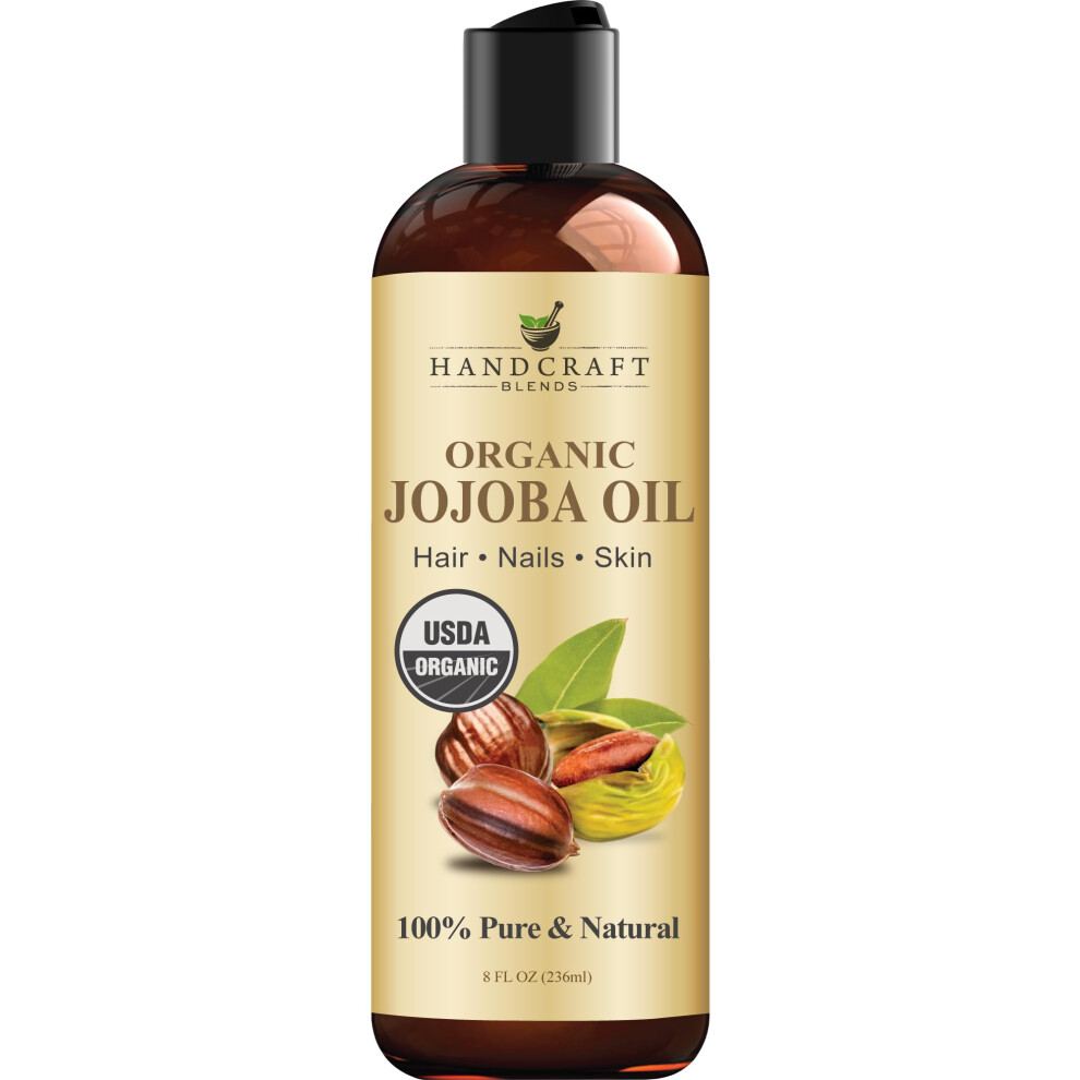 Handcraft Blends Usda Organic Jojoba Oil - Cold-Pressed 236 Ml - 100% Pure And N