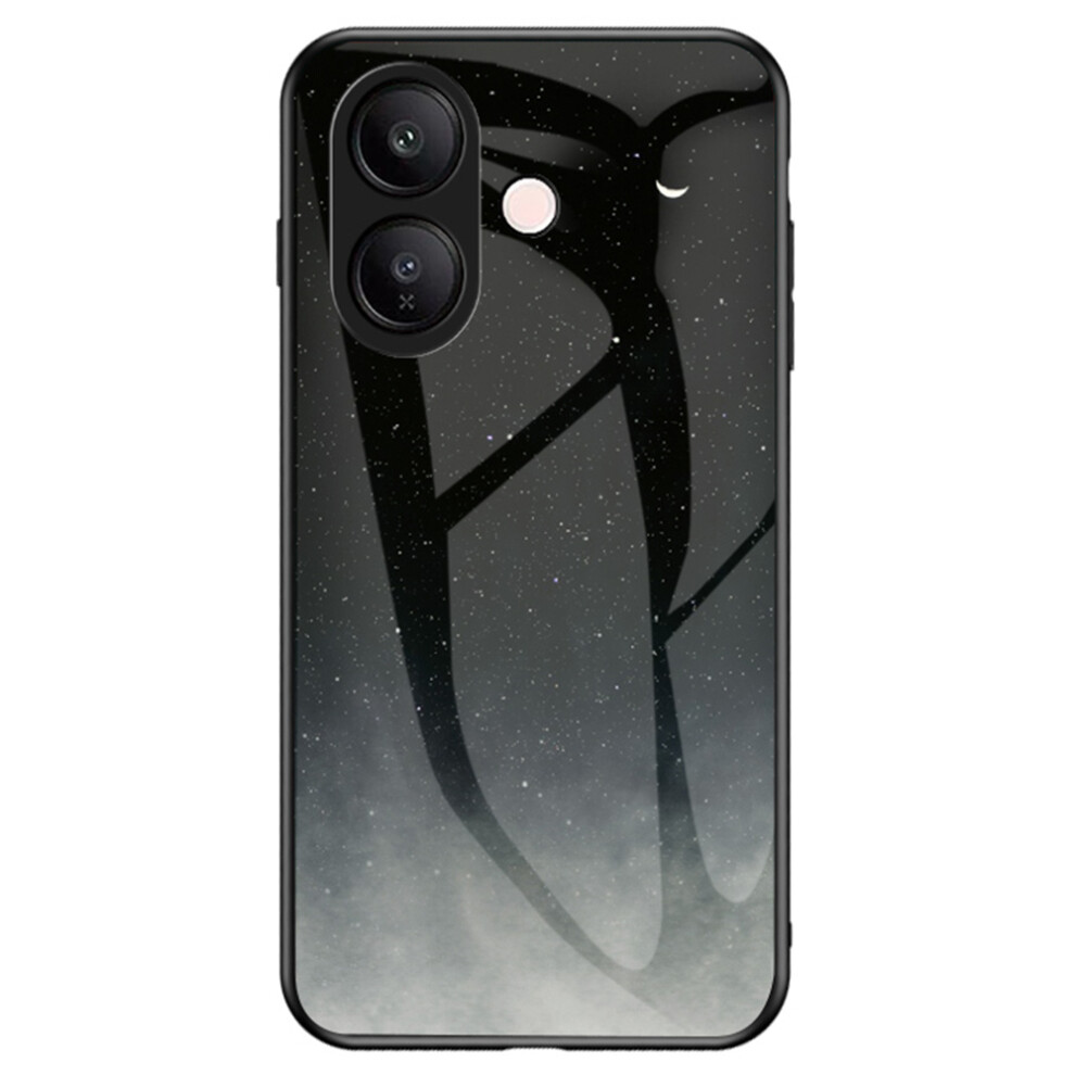 (Starry Crescent Moon) For Vivo V60 Lite 5G / 4G Case Starry Sky Pattern Tempered Glass Phone Cover 6914290664016