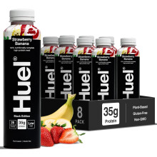 Huel Black Edition Ready-to-drink, 8 x 500ml Bottles, Protein Shakes, Strawberry Banana Flavour, High Protein Drink, 35g Protein Per Bottle, Rich in
