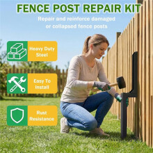 Fence Post Repair Kit, Heavy Duty Steel Fence Post Anchor Stakes,Thickened Rustproof Ground Spike for Fence Posts