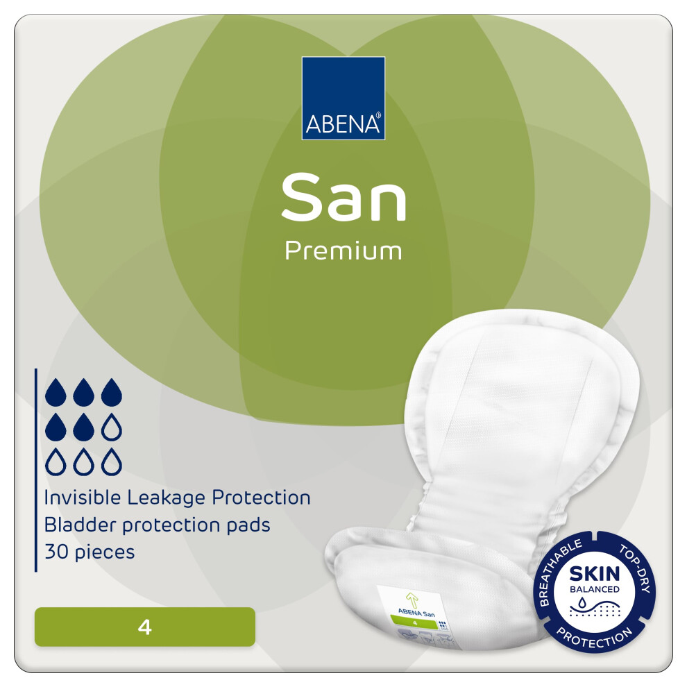 Abena San Premium Mens & Womens Incontinence Pads, Breathable & Comfortable, Fast Absorption, Discreet & Effective Shaped - Premium 4, 800Ml Absorben