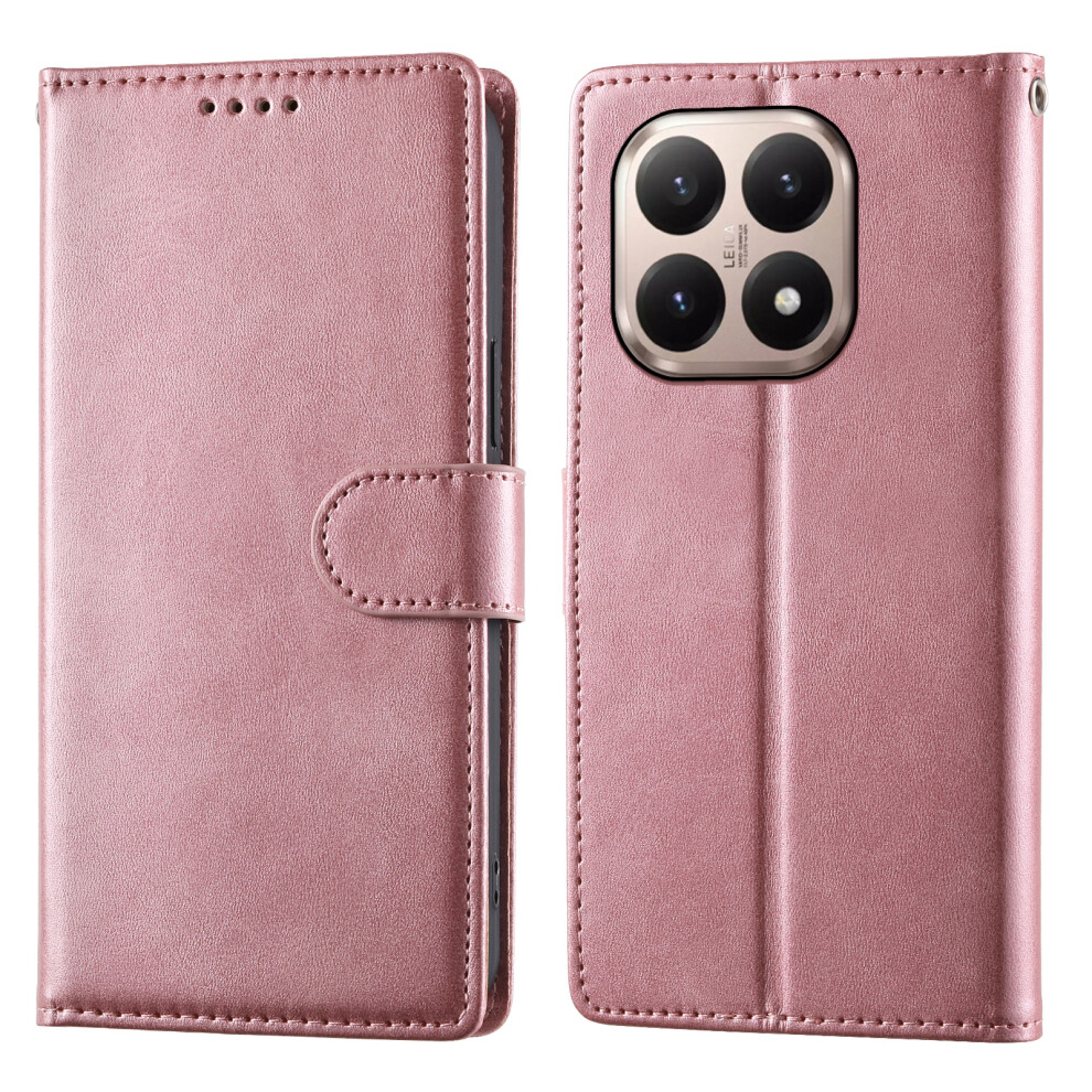 (Pink) For Xiaomi 15T Case Stand Wallet Calf Texture Pu Leather Flip Phone Cover With Wrist Strap Pink 6914290086009