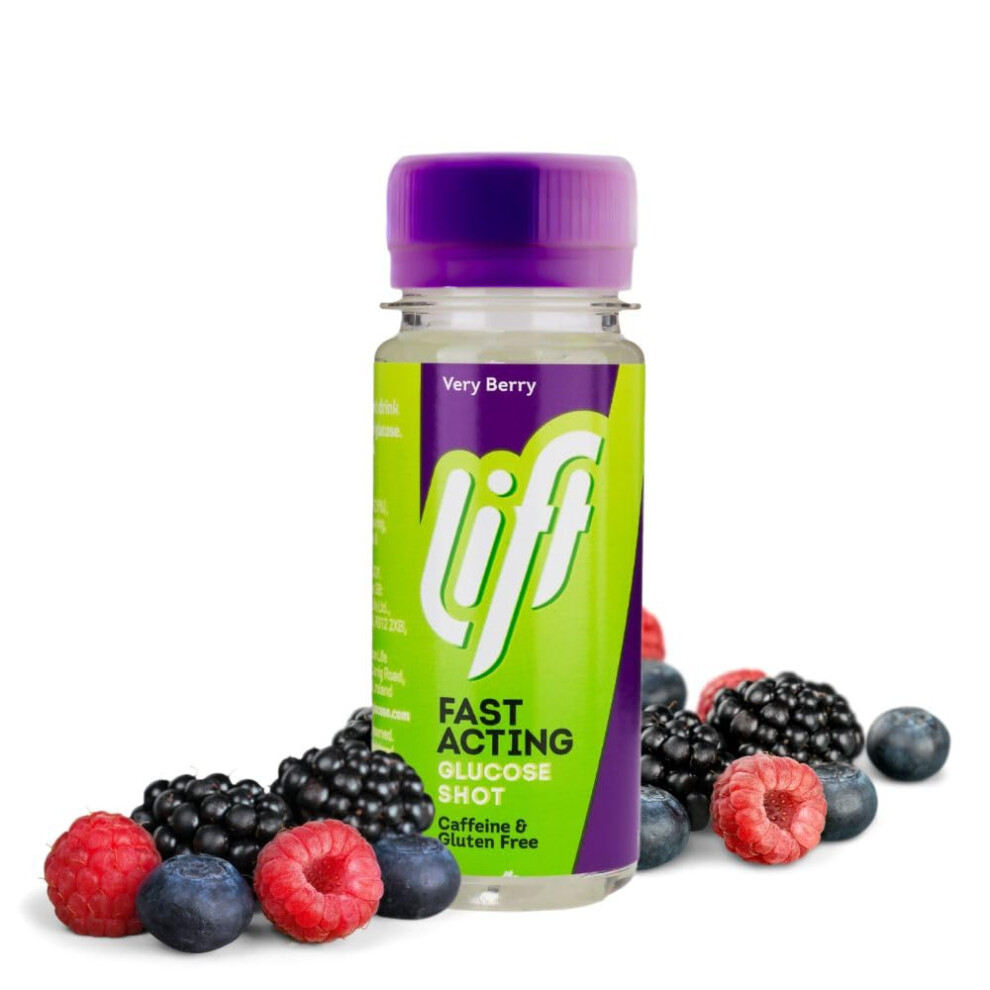 Lift Fast-Acting Glucose Energy Juice Shots, Very Berry, 12 Pack Of 60 Ml Bottles