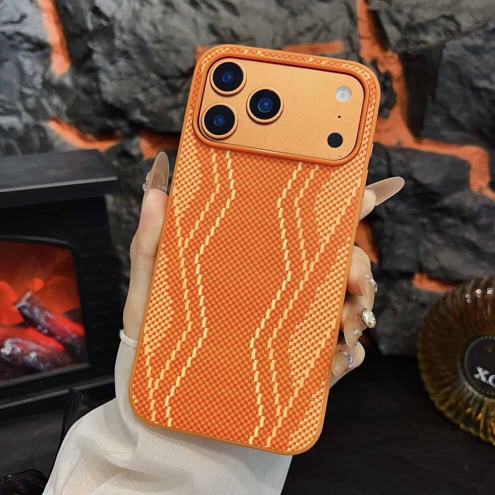 (Snake Skin) For Iphone 17 Pro Magnetic Case Synthetic Fiber + Pc Phone Back Cover Orange 6914296186642