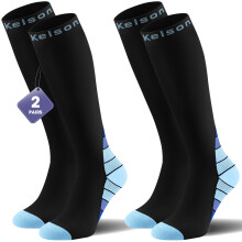 Calves Kelson 2 Pairs Compression Socks for Women and Men, 20-30 mmHg Graduated Compression, Knee High Flight Socks for Running, Nurses, Travel, Preg